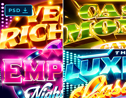 12 Casino Game Logo / Text Effects [PSD]
