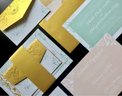 Gold + Pastel Wedding Invitations
