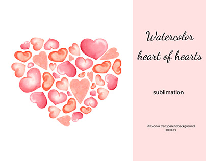 Heart of watercolor hearts sublimation.