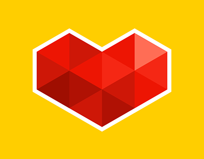 Vector polygonal red heart