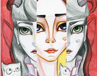 The Duality // Colored pencil drawings