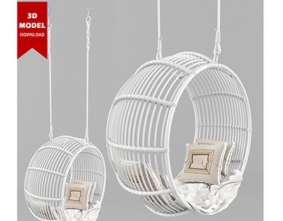 Rattan Swing Chair White Natural Hunter Nomad