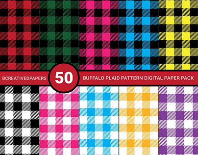 buffalo plaid pattern digital papers pack of 50.