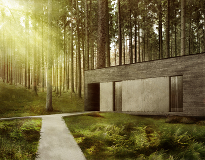 house in forest_pulawy_poland