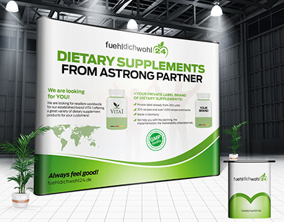 Trade wall for dietary supplement product company