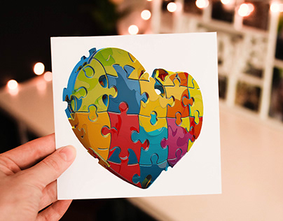 Autism puzzle heart drawing