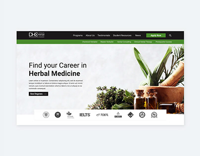 Dominion Herbal College Web Design Mockup