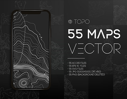 55 Topographic Maps Vector