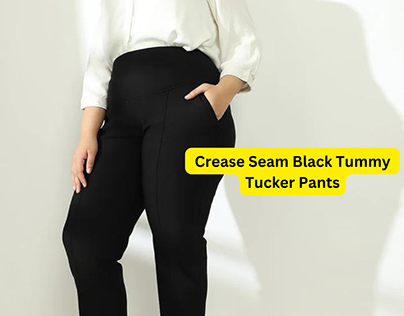 Crease Seam Black Tummy Tucker Pants