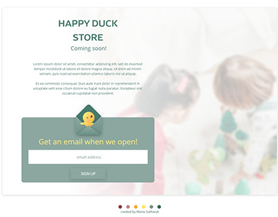 Landing page for a toy store