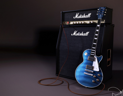 Gibson Guitar 3Dmodeling & Render