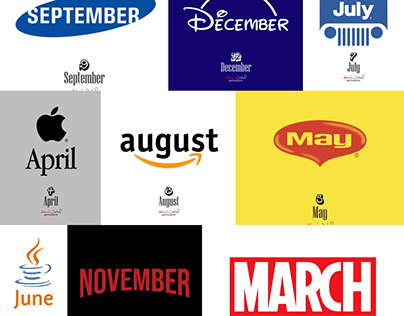 ‏MONTHS NAMES WITH FAMOUS LOGOS