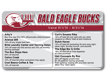 Lock Haven University - Bald Eagle Bucks Discount Card