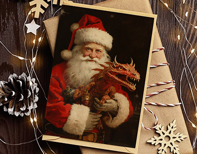 Santa & Dragon Critmas Card