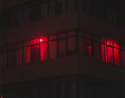 Red light burning from the window