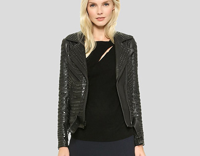Perla Black Studded Leather Jacket