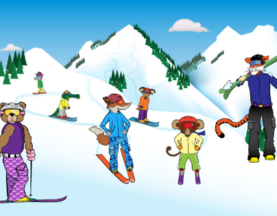 Wood Ski Character Vectors