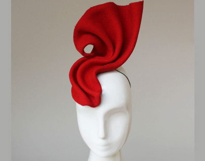 Architectural Hat in Red Felt
