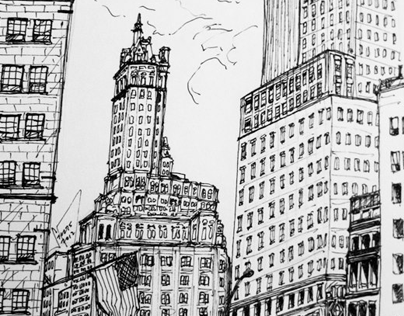 Ink drawings of New York City