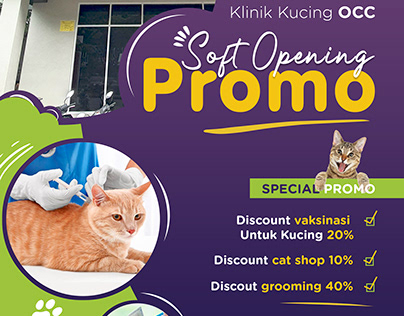 Our Cat's Clinic Soft Opening Promo Flyer Design