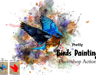 Pretty Birds Painting Photoshop Action
