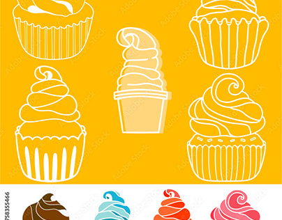 Cup cake Muffin and Ice cream in different Design