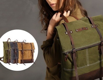 Womens top roll hunter canvas backpack