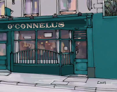 Illustrations for a series on Irish pubs