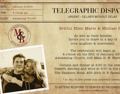 Telegraph Wedding Invitation