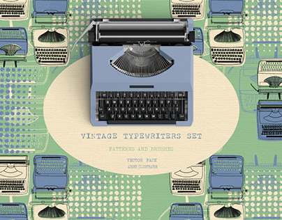 Vintage Typewriters Set Patterns and Brushes