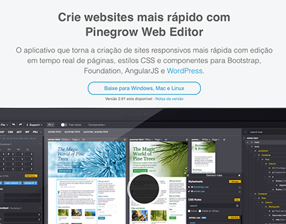 Pinegrow home page translation to Brazilian Portuguese