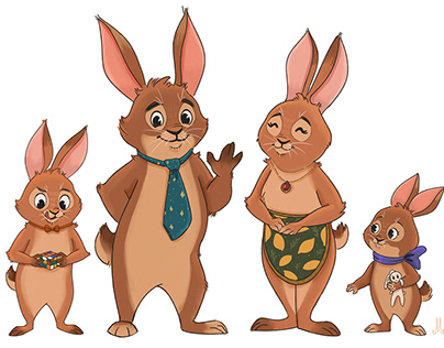 Rabbit family character design
