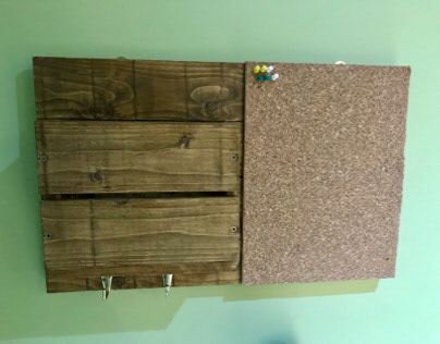 Wall Hanging Letter Rack, Keyholder & Corkboard