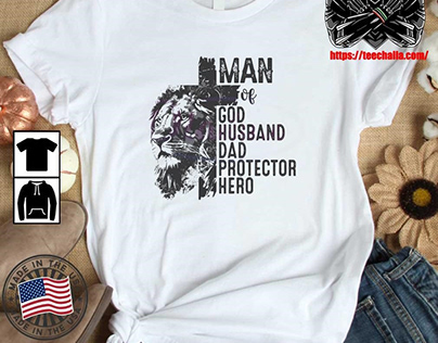 Lion Man Of God Husband Dad Protector Hero T-shirt