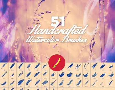51 Handcrafted Watercolor Brushes by Layerform