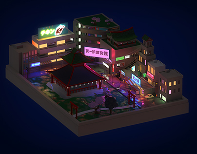 Low Poly Japanese Island