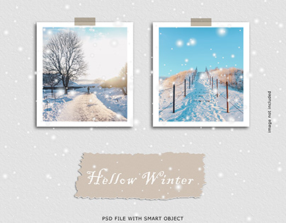 Winter photo frame mockup design
