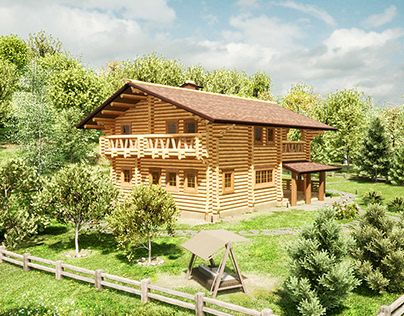 Two-storey log house
