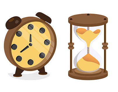 Hourglass and Alarm Clock