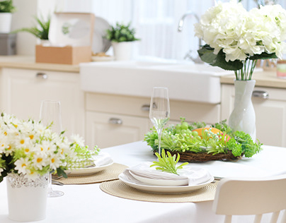 interior, decor and table setting