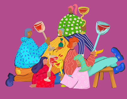 Wine time! Set of illustrations for London Wine Week
