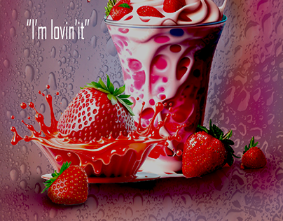 Strawberry in ice cream