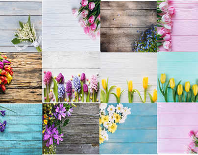 Spring Flowers on a Wooden Background 2