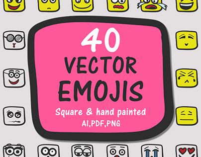 Hand painted square emojis