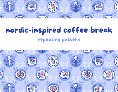 Pattern: Blue Nordic Floral Coffee Break