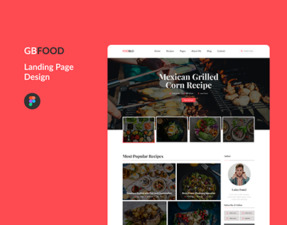 Food website landing page design UI UX