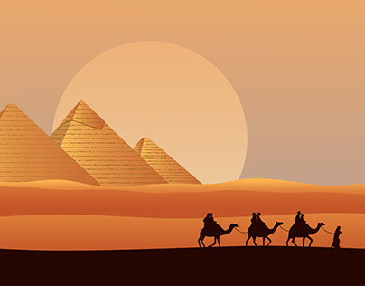 Pyramids of Egypt at sunset