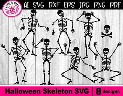 Halloween Skeleton SVG Silhouette Clip Art