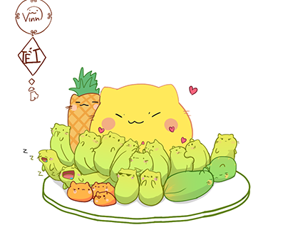 cat , banana , pineapple , orange , papaya , ball