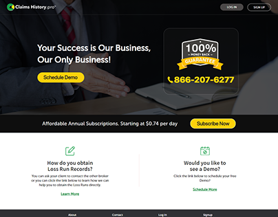 Claim History Services Web Page Design